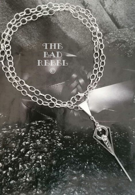 Original Collier Homme !! SKULL POINT !! Chain en metal argente long 65cm the Bad Rebel  - 