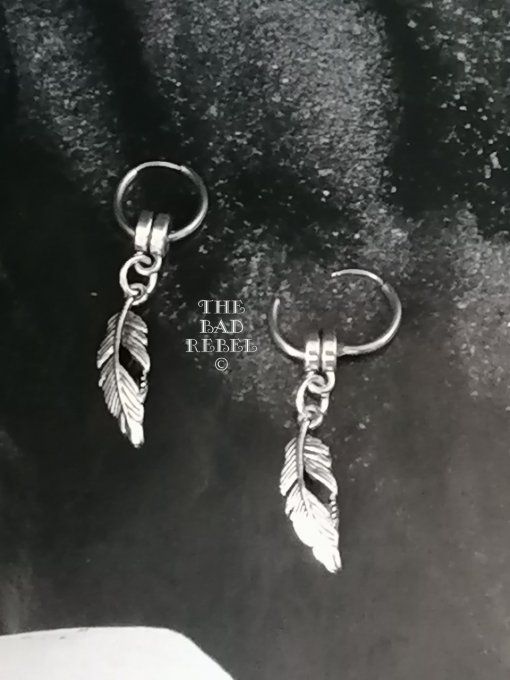 Original Boucle d'oreilles creole Homme !!FEATHERS !!argente Acier Inoxydable Long T:3cm xCreole 1.3