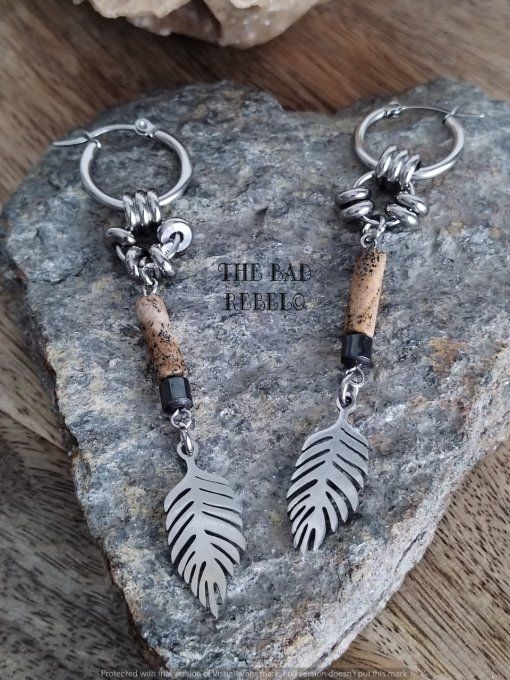 Original Créoles Boucles D'oreilles Homme Femme !! INDUSTRIAL FEATHER!! Créoles en Acier Inoxydable 