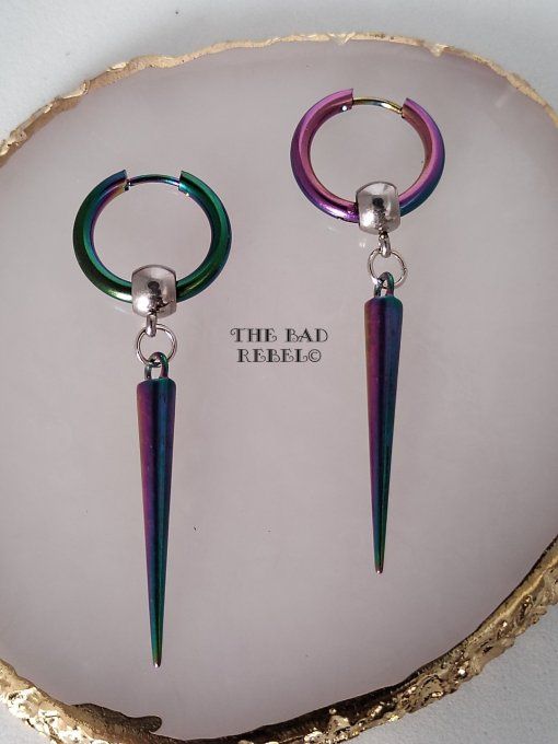 Original Créoles multi Homme Femme !! MULTI SPIKE!! Créoles en Acier Inoxydable T.2cm x 6cm  